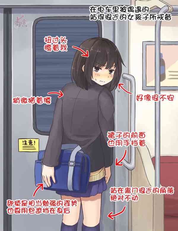 彼女是哪一年播出的漫画,在电车里被偶遇的站得很近的女孩子所戒备1图