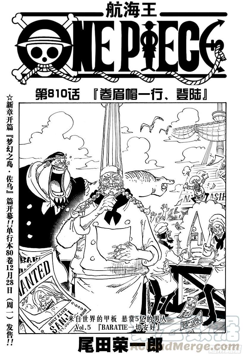 航海王红发歌姬免费观看完整版漫画,第810话 卷眉帽一行、登陆1图